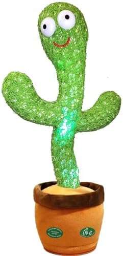 Pbooo Dancing Cactus Toy Mimics, Talks, Sings 120 Songs, Records Sound, LED, Perfect for Babies